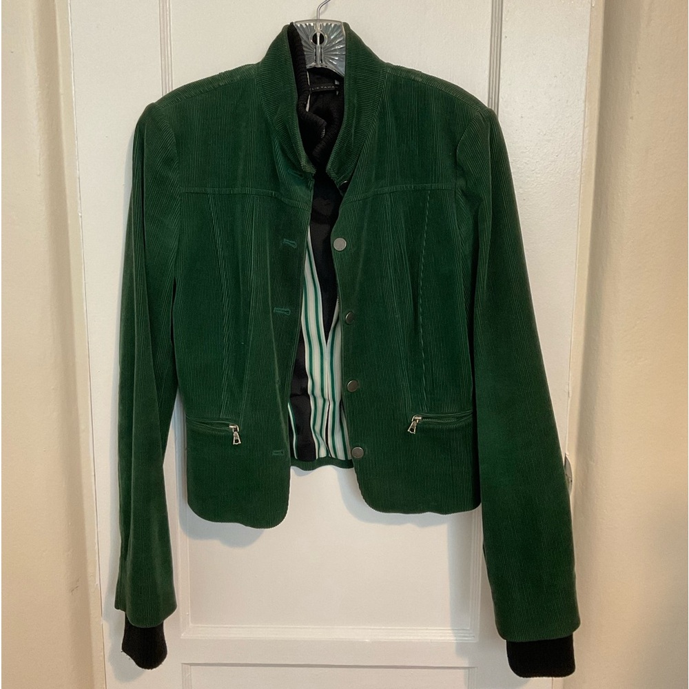 Elie Tahari Women’s Green Corduroy Button Up Jacket Size XS